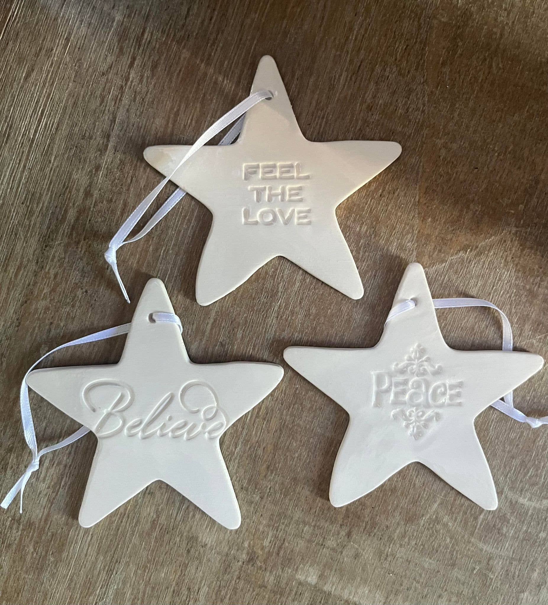 Ceramic Christmas Ornament Believe Star | Handmade Pottery