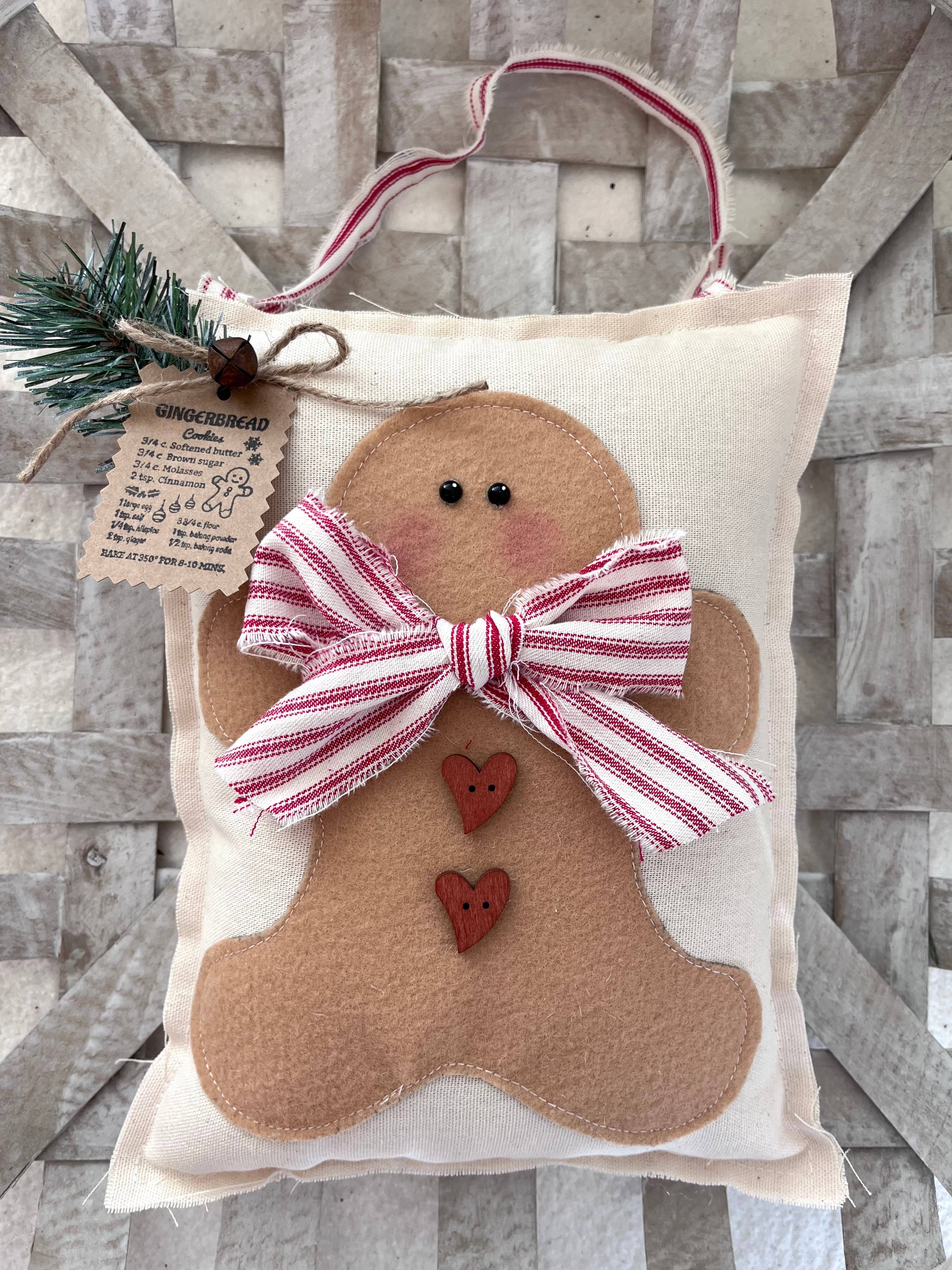 Primitive Gingerbread Hanging Pillow