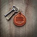 Pennsylvania State Silhouette Leather Keychain Circle Style