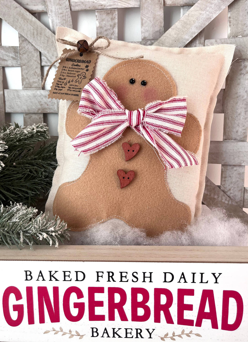 Primitive Gingerbread Decorative Pillow