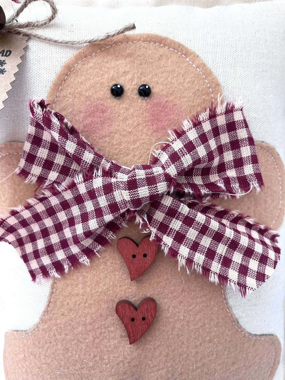 Primitive Gingerbread Hanging Pillow