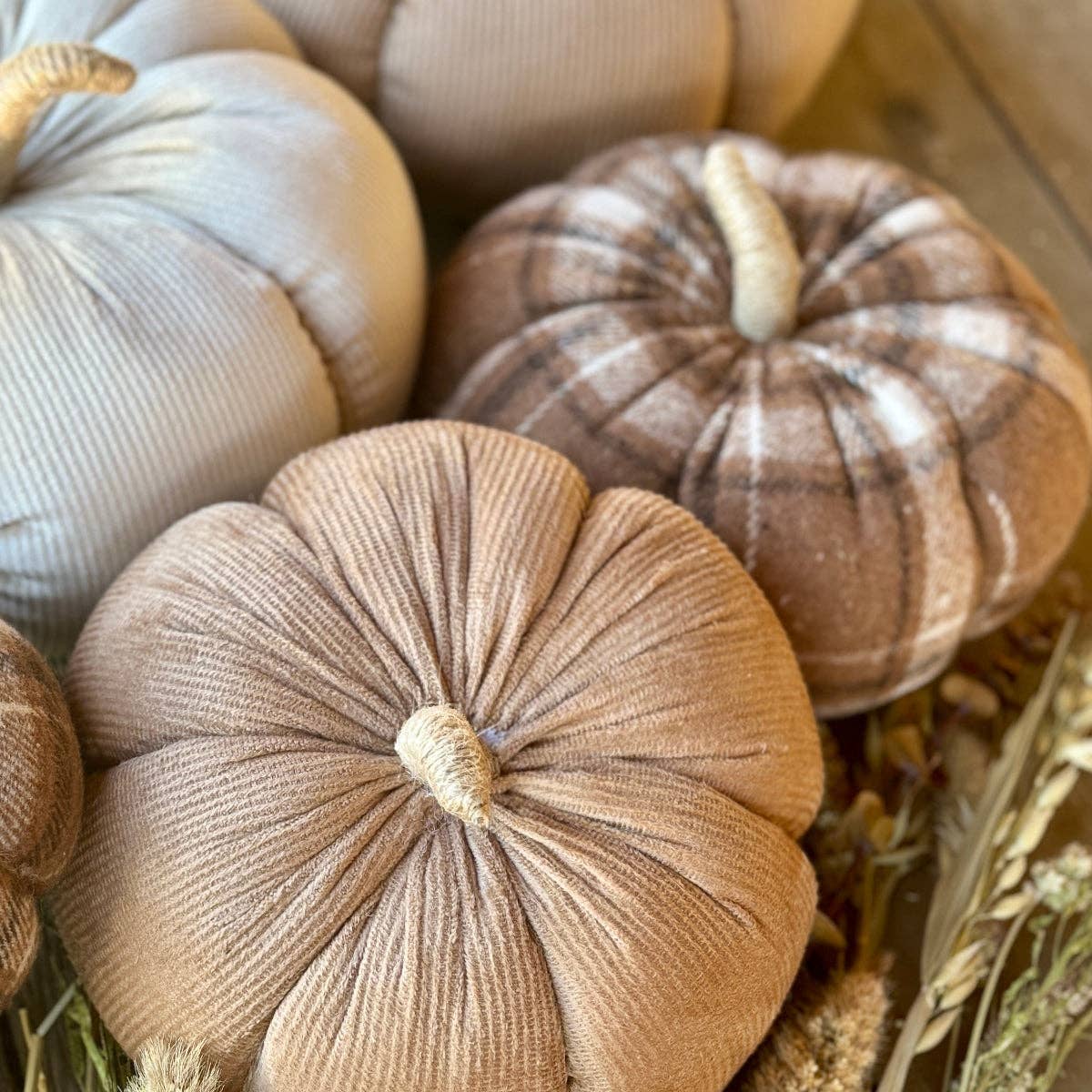 Large Tan Corduroy Pumpkin