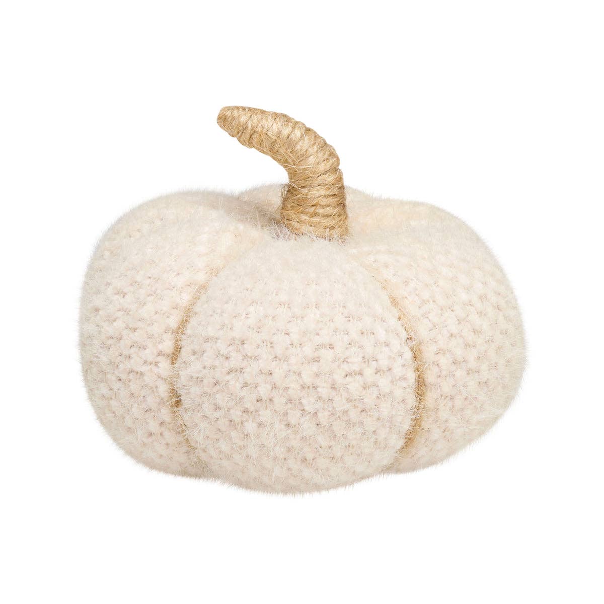 Small Cream Fuzzy Fall Fabric Pumpkin