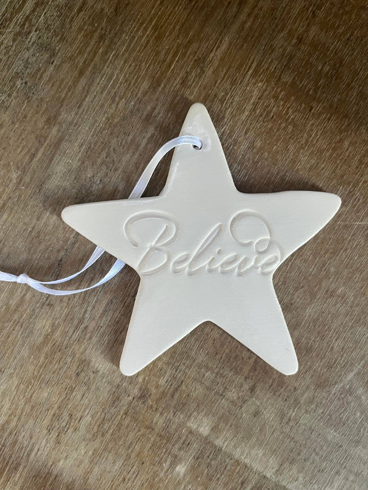 Ceramic Christmas Ornament Believe Star | Handmade Pottery