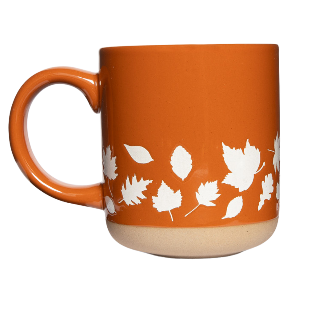 Fall Leaves Orange Stoneware Coffee Mug