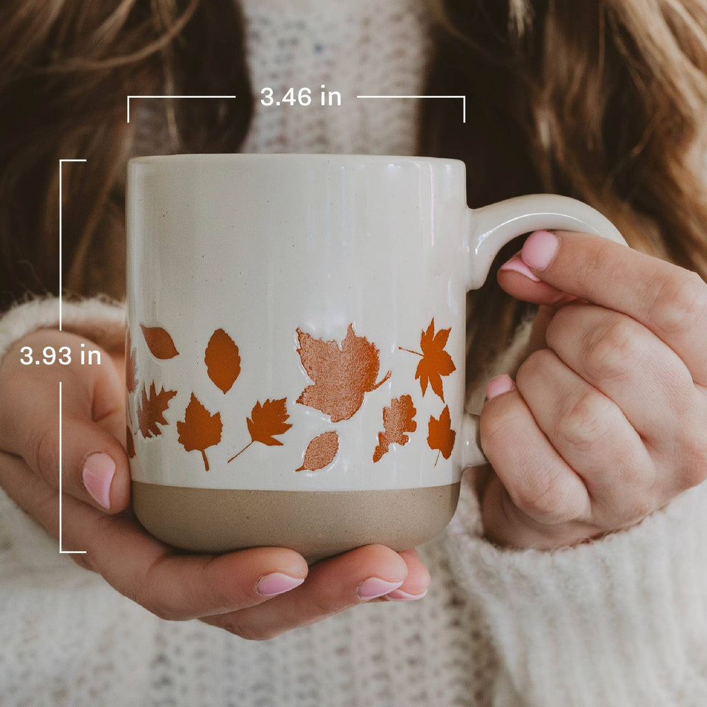 Fall Leaves Orange Stoneware Coffee Mug