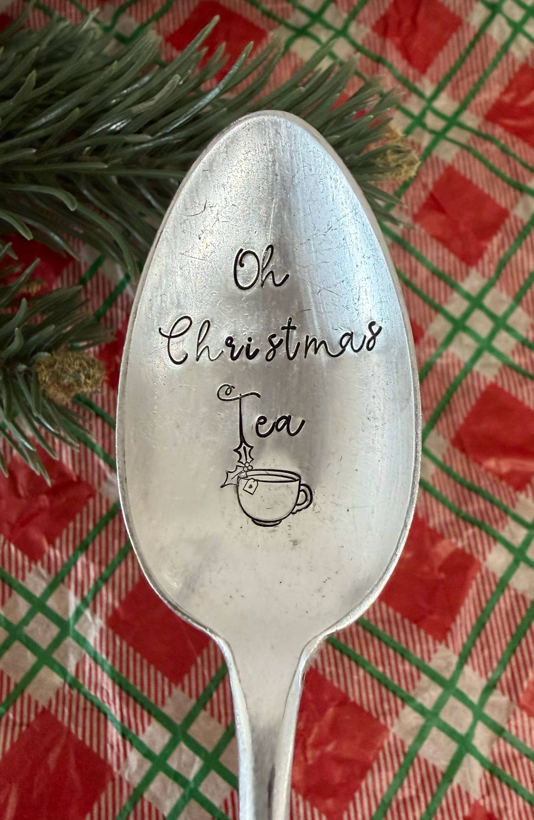 Oh Christmas Tea Vintage Stamped Spoon