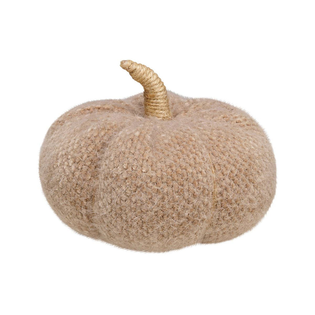 Medium Tan Fuzzy Fall Fabric Pumpkin