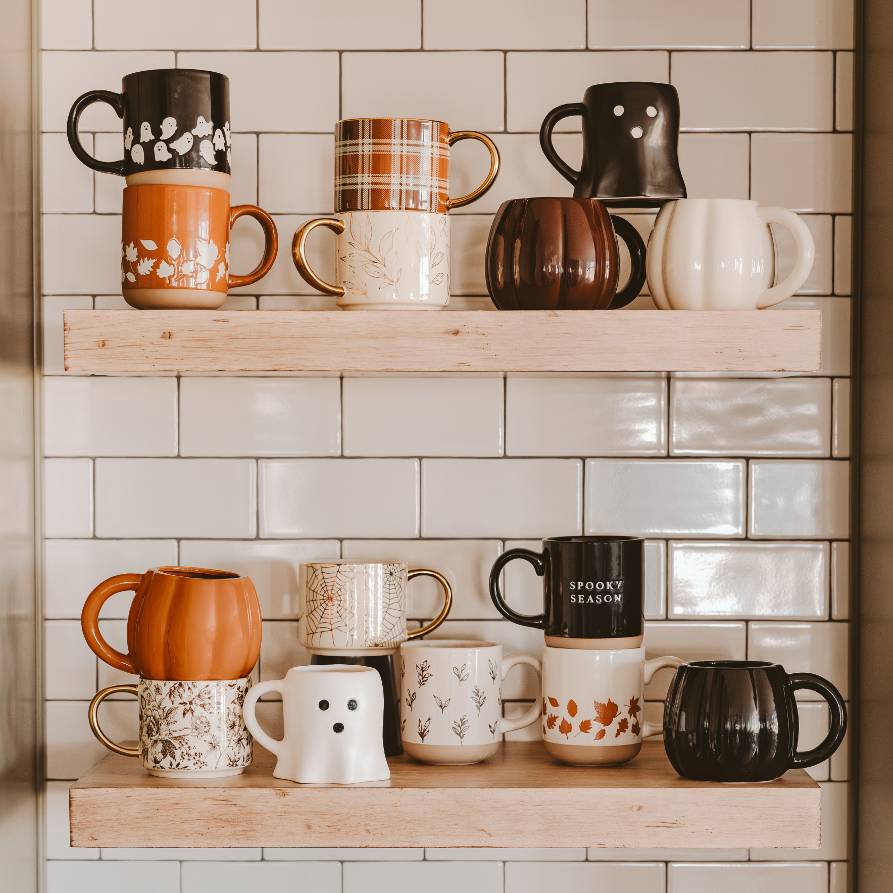 Fall Leaves Orange Stoneware Coffee Mug