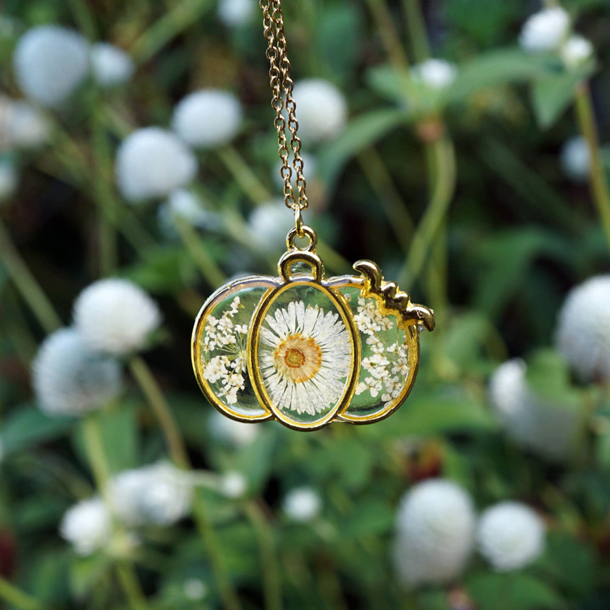 White Botanical Pumpkin Necklace