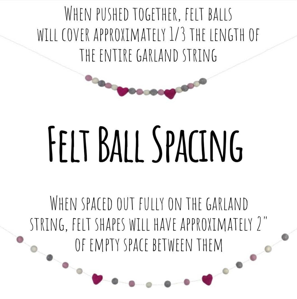 Almond, Gray & White Felt Ball Garland