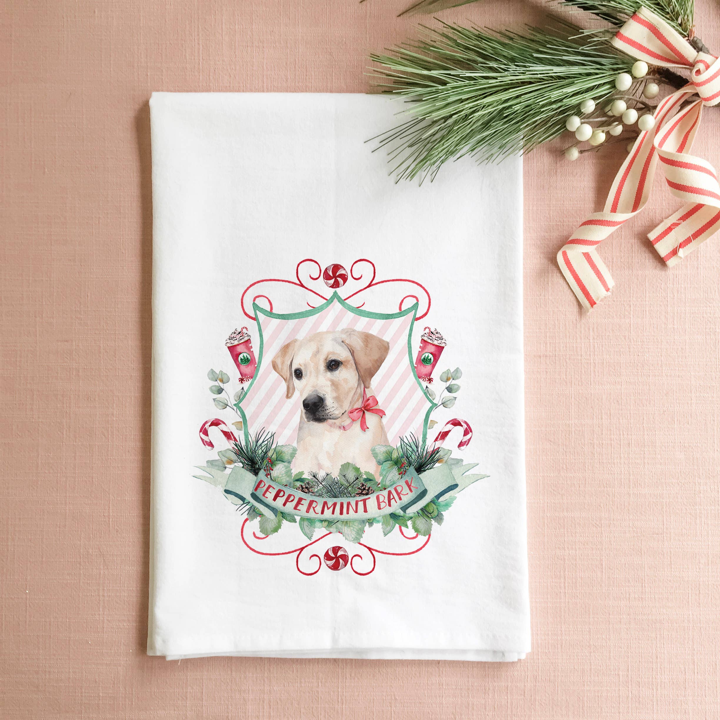 Peppermint Bark Christmas Tea Towel
