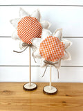 2pc. Summer Fall Sunflower Set - Natural Orange Gingham