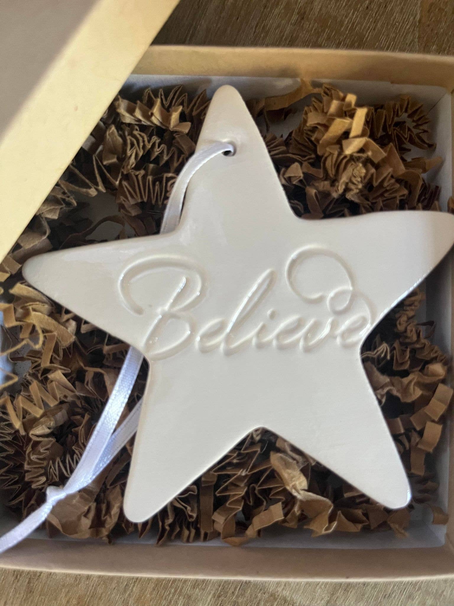 Ceramic Christmas Ornament Believe Star | Handmade Pottery